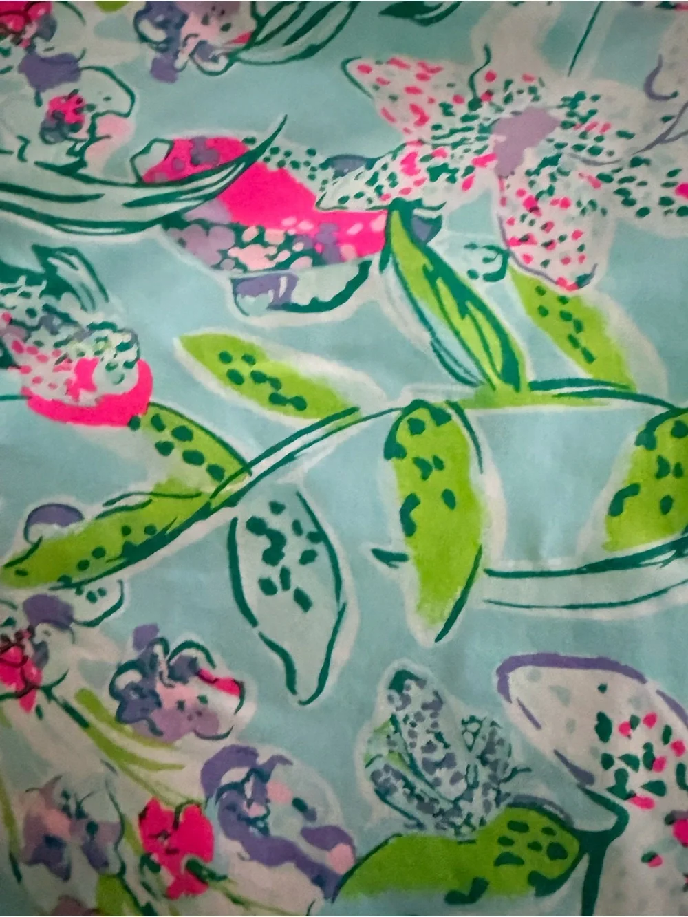 Lilly Pulitzer Blue Floral Skirt with Pink & Green Accents